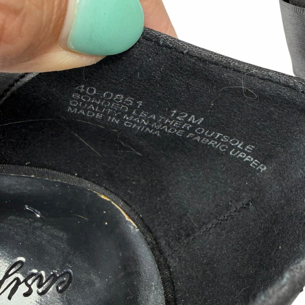 Easy Street Alive 5 Vintage Y2K Black Satin Rhinestone Peep Toe Kitten Heels 12 - Picture 7 of 7